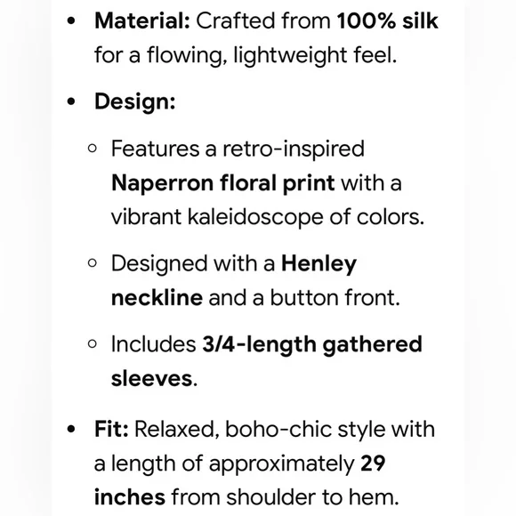 JOHNNY WAS- silk floral LEENA tunic top - Picture 3 of 11